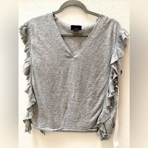 Lumiere Gray Top with Ruffle Detail